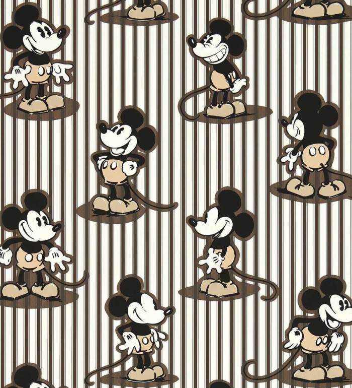 Papel pintado de Mickey heritage rayas marrón chocolate - Mickey Stripe 684203