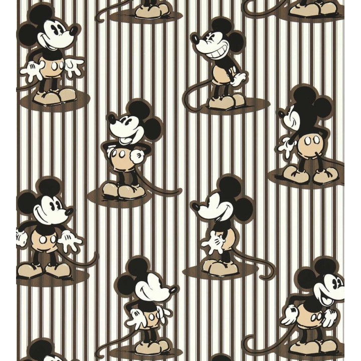 Papel pintado de Mickey heritage rayas marrón chocolate - Mickey Stripe 684203