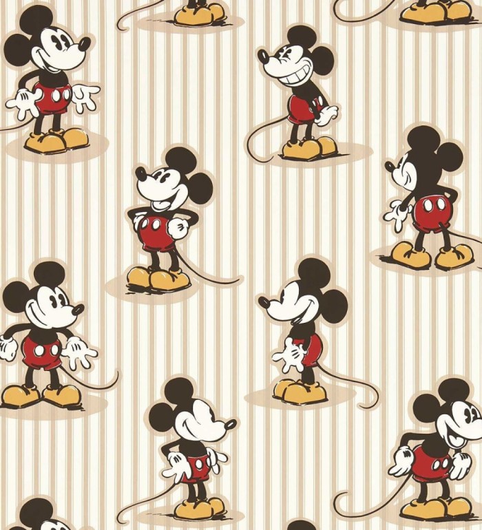 Papel pintado de Mickey heritage rayas beige - Mickey Stripe 684204