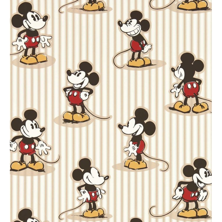 Papel pintado de Mickey heritage rayas beige - Mickey Stripe 684204