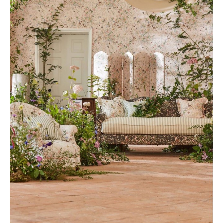 Papel pintado Bambi en jardín floral fondo rosa - Bambi 684210