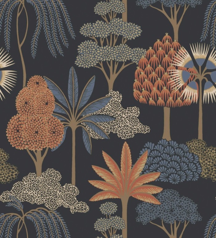 Papel pintado bosque exótico de palmeras con detalles dorados - Sumatra Groovy 684227