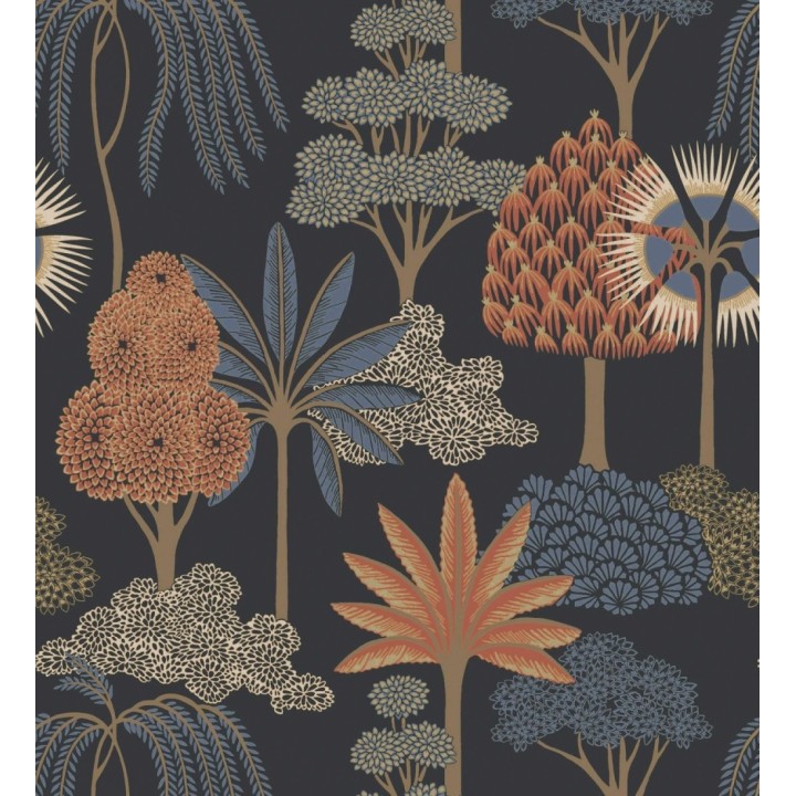 Papel pintado bosque exótico de palmeras con detalles dorados - Sumatra Groovy 684227