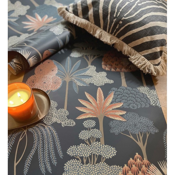 Papel pintado bosque exótico de palmeras con detalles dorados - Sumatra Groovy 684227