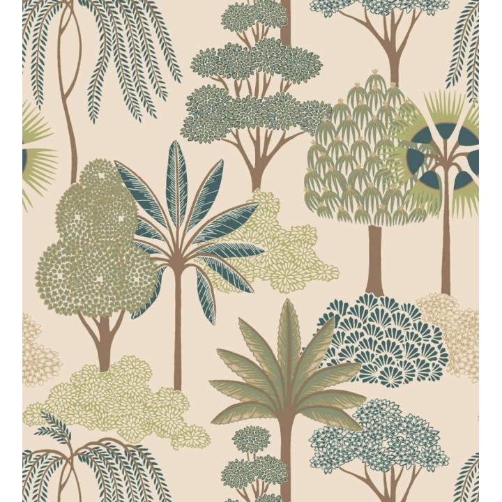Papel pintado bosque exótico de palmeras con detalles dorados - Sumatra Groovy 684228