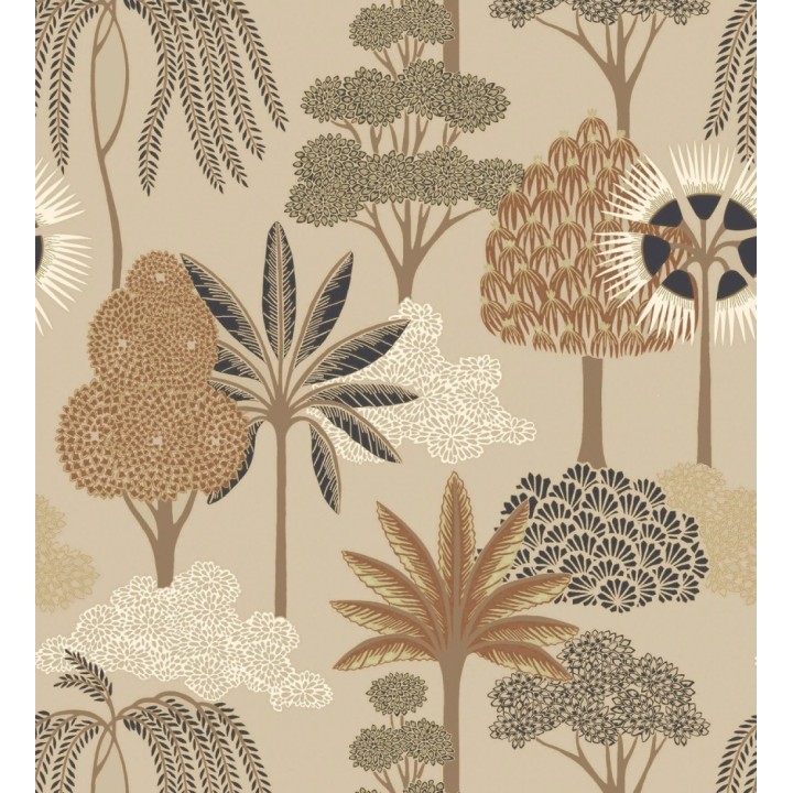 Papel pintado bosque exótico de palmeras con detalles dorados - Sumatra Groovy 684229