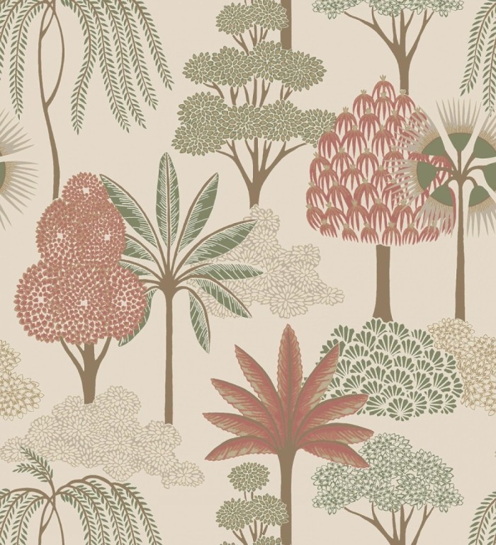 Papel pintado bosque exótico de palmeras con detalles dorados - Sumatra Groovy 684230