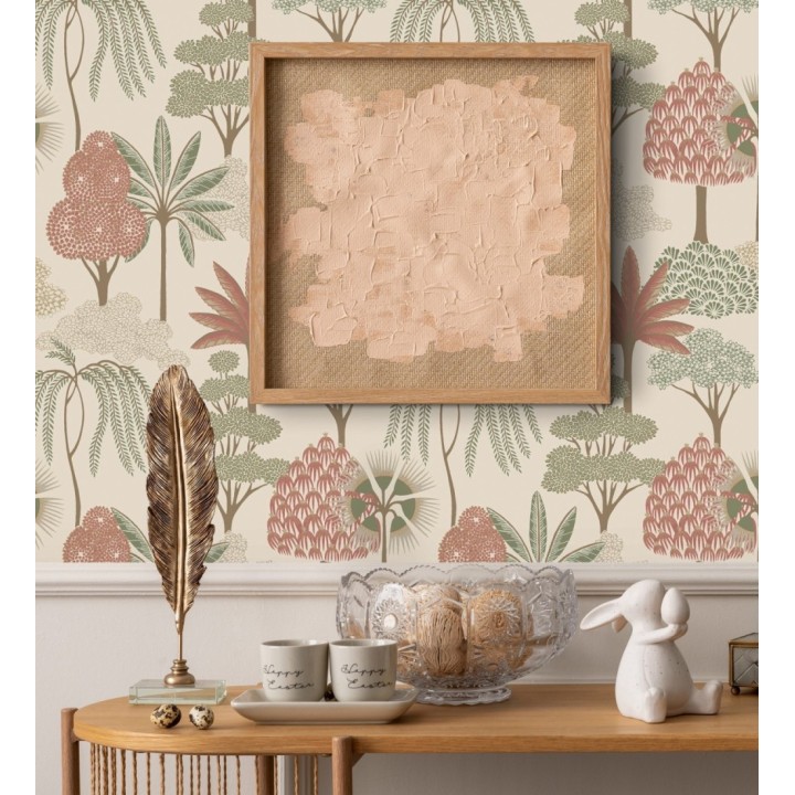 Papel pintado bosque exótico de palmeras con detalles dorados - Sumatra Groovy 684230