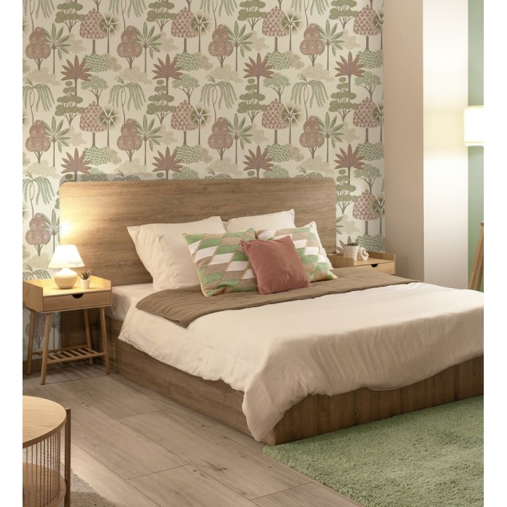 Papel pintado bosque exótico de palmeras con detalles dorados - Sumatra Groovy 684230