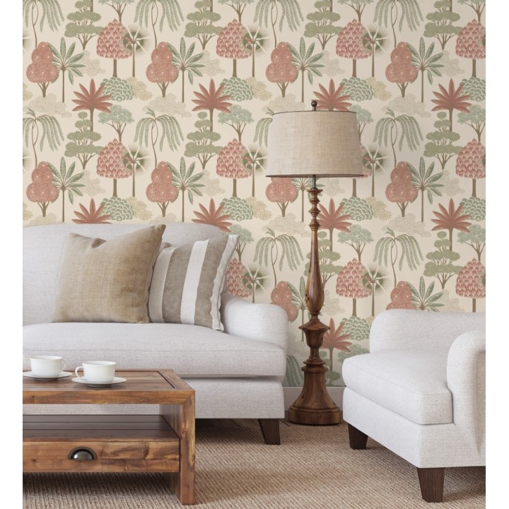 Papel pintado bosque exótico de palmeras con detalles dorados - Sumatra Groovy 684230