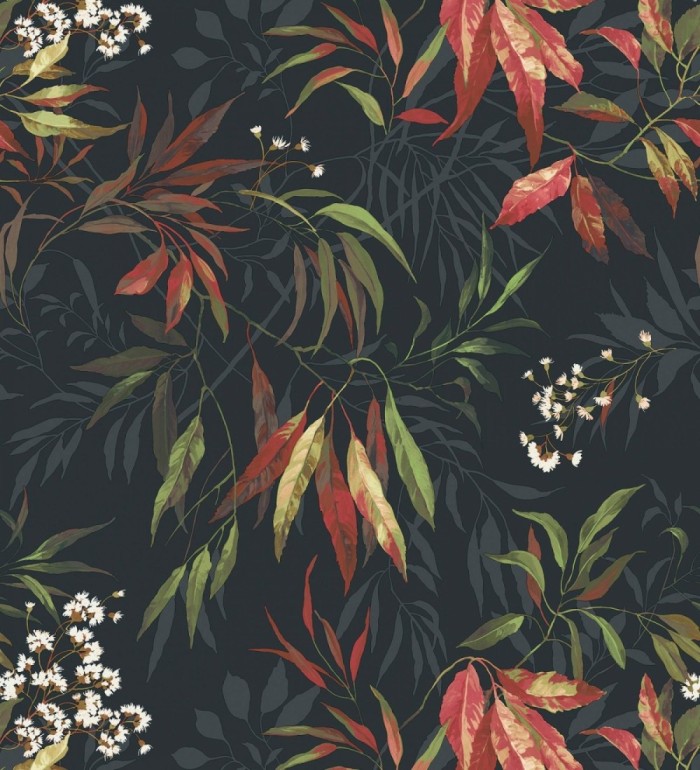 Papel pintado de selva exuberante con hojas fondo oscuro - Zora Enchanted 684232