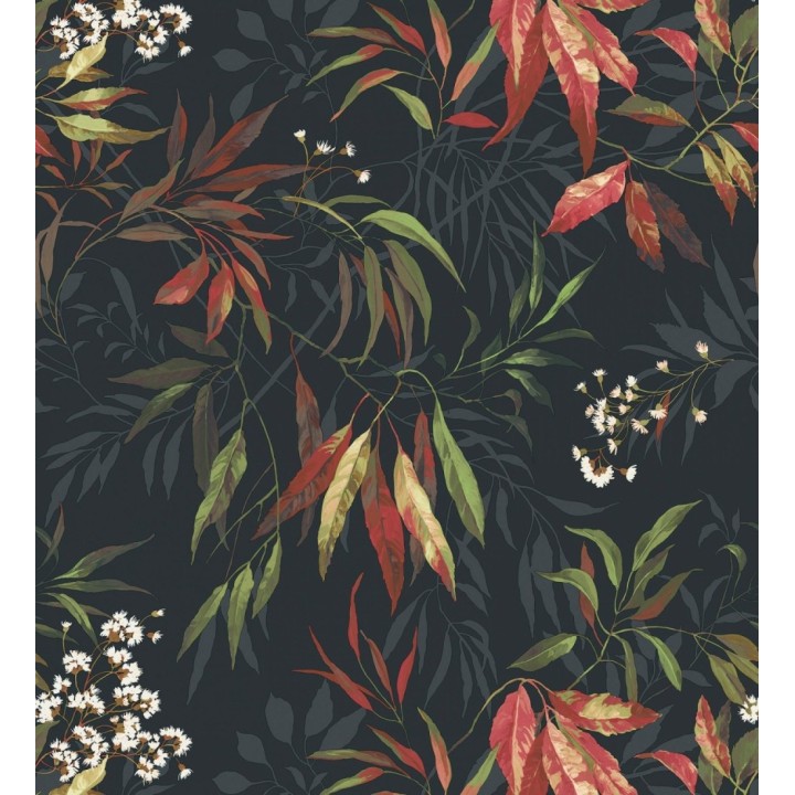 Papel pintado de selva exuberante con hojas fondo oscuro - Zora Enchanted 684232