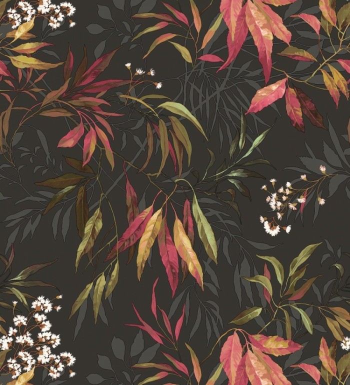 Papel pintado de selva exuberante con hojas fondo oscuro - Zora Enchanted 684233