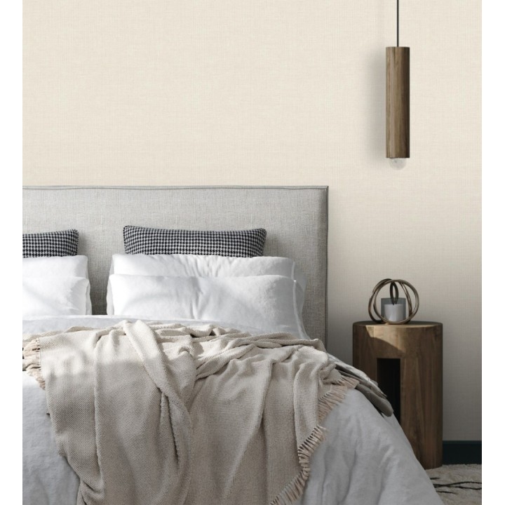 Papel pintado de textura rafia natural con relieve tono beige claro - Drava Coarse 684235