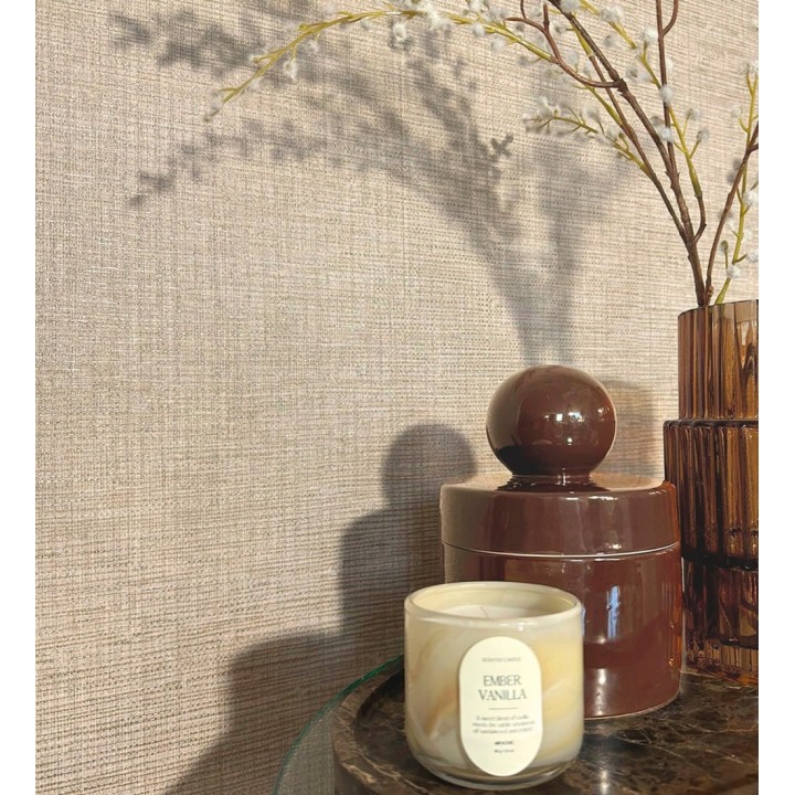 Papel pintado de textura rafia natural en relieve tono beige tostado - Drava Coarse 684236