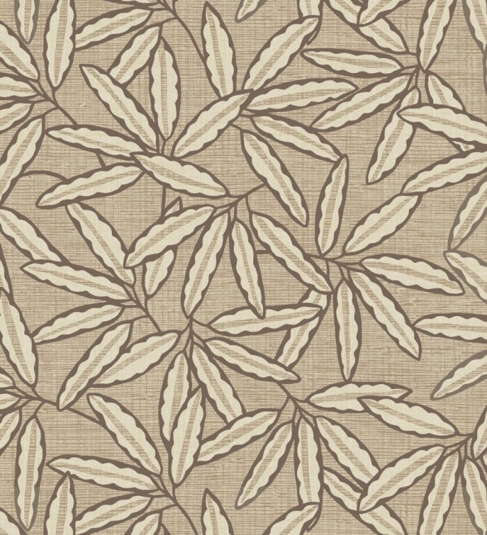 Papel pintado de hojas de bambú sobre rafia natural beige tostado - Drava Twilled 684239