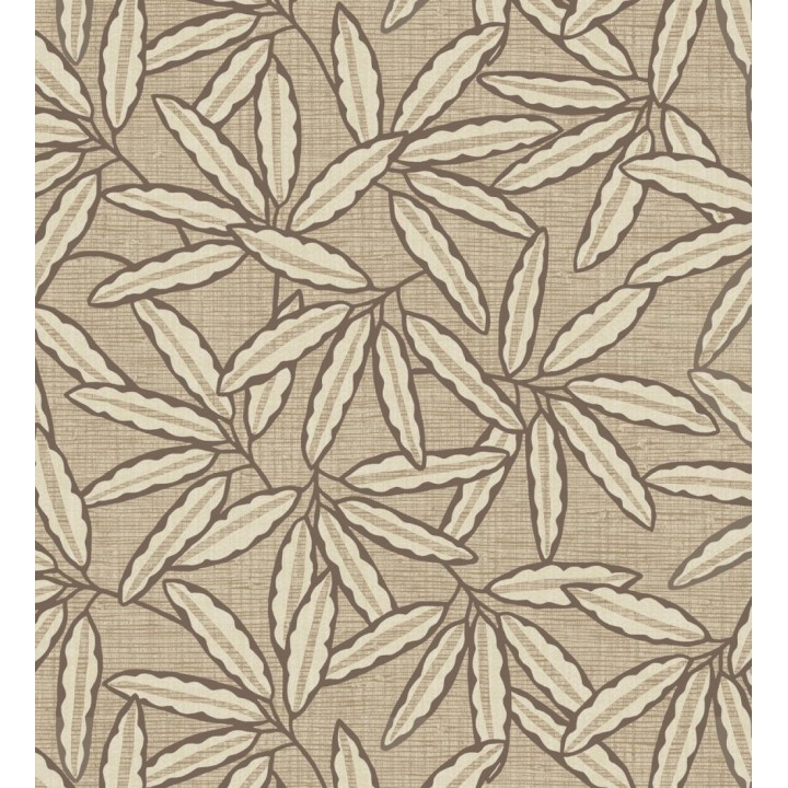Papel pintado hojas de bambú sobre rafia natural beige tostado - Drava Twilled 684239