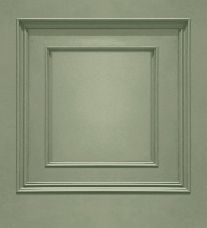 Papel pintado casetones de madera color verde textura en relieve - Bristol Ledge 684246