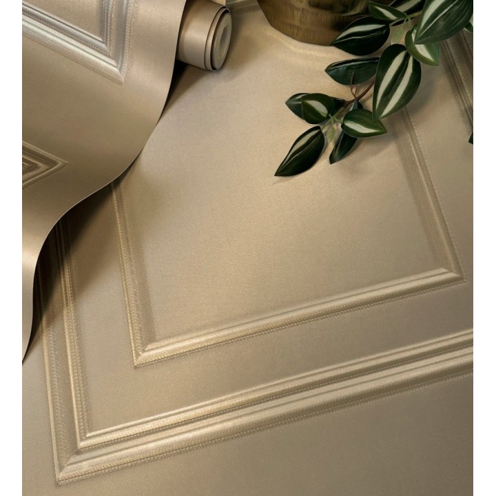 Papel pintado casetones de madera color camel textura en relieve - Bristol Ledge 684247