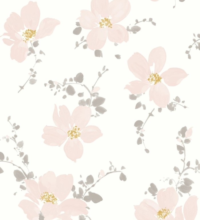 Papel pintado flores grandes color rosa - Ivory Flowers 126460