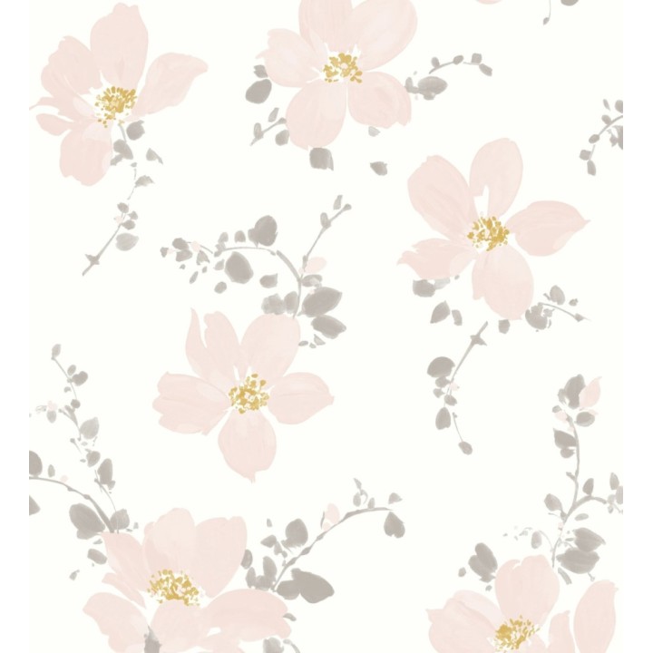 Papel pintado flores grandes color rosa - Ivory Flowers 126460