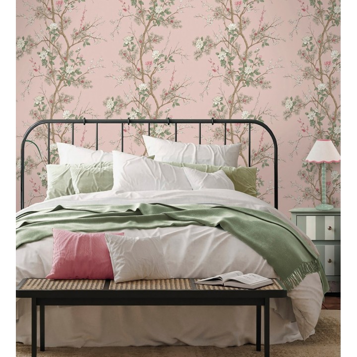 Papel pintado de naturaleza zen con flores y pino oriental - Adachi Blossom 684254