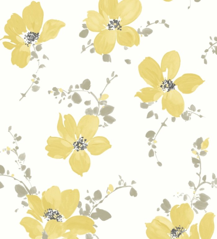 Papel pintado flores grandes amarillas - Ivory Flowers 126462