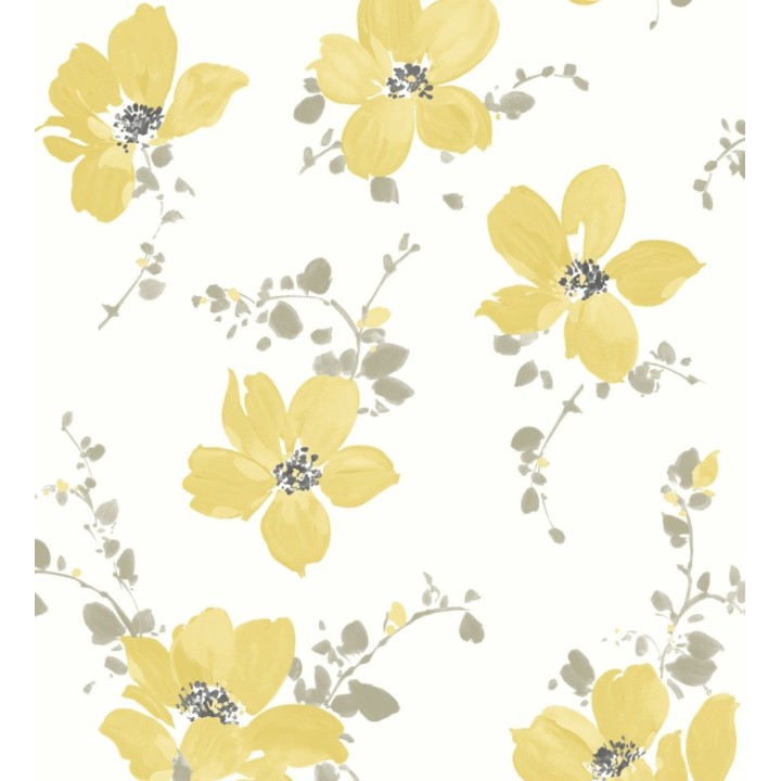 Papel pintado flores grandes amarillas - Ivory Flowers 126462