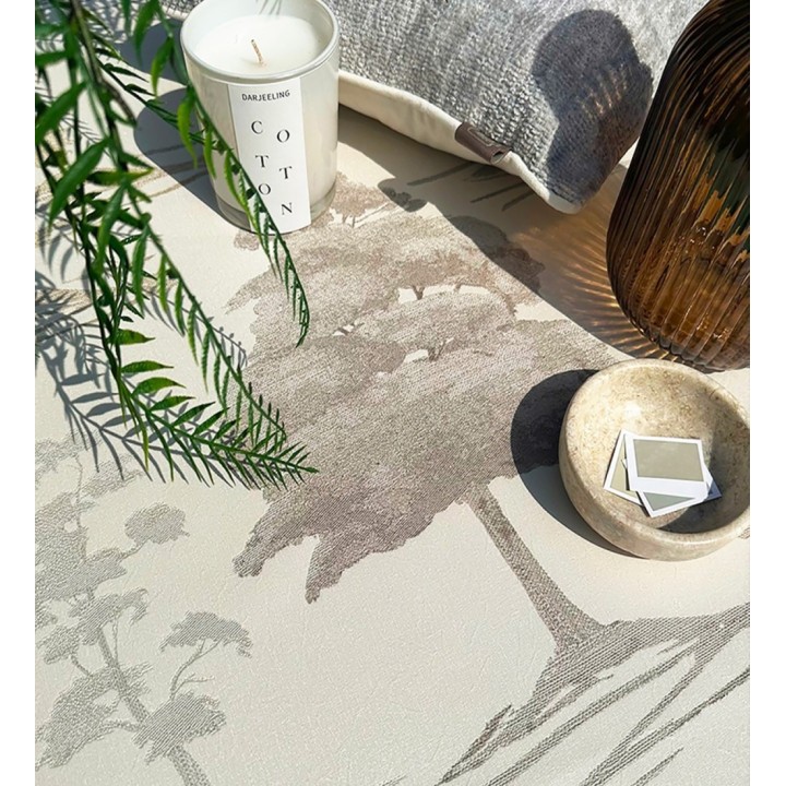 Papel pintado de árboles con textura textil bordada en relieve - Fuji Horizon 684259