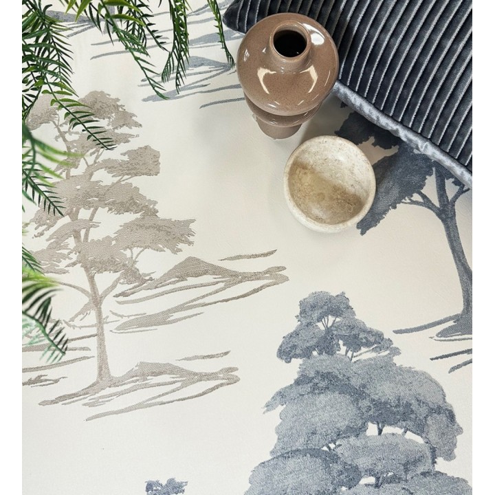 Papel pintado de árboles con textura textil bordada en relieve - Fuji Horizon 684260