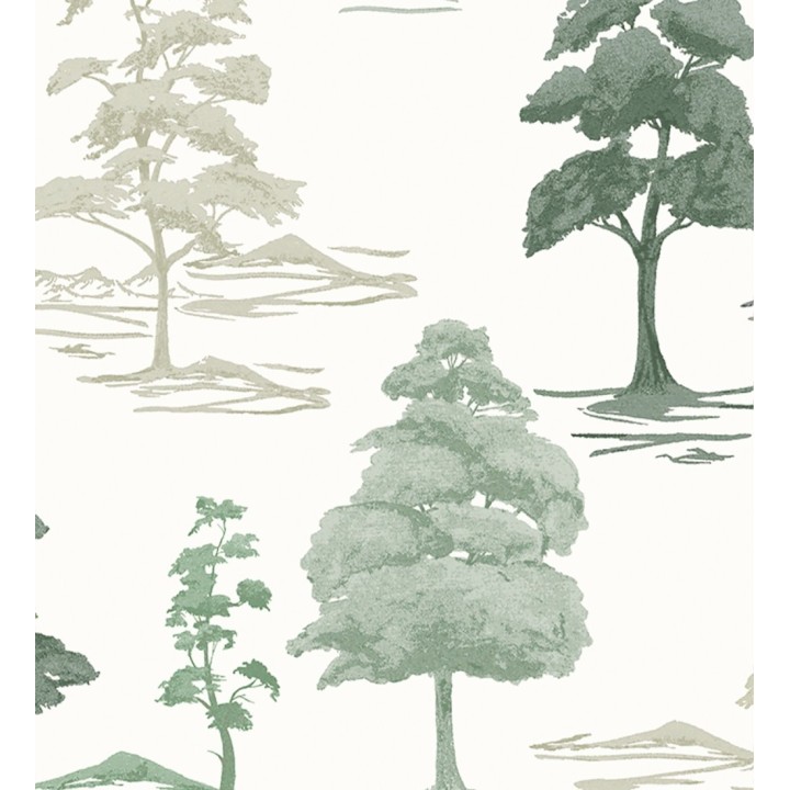 Papel pintado de árboles con textura textil bordada en relieve - Fuji Horizon 684261