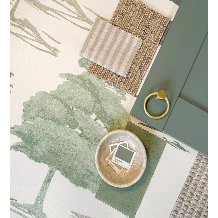 Papel pintado de árboles con textura textil bordada en relieve - Fuji Horizon 684261