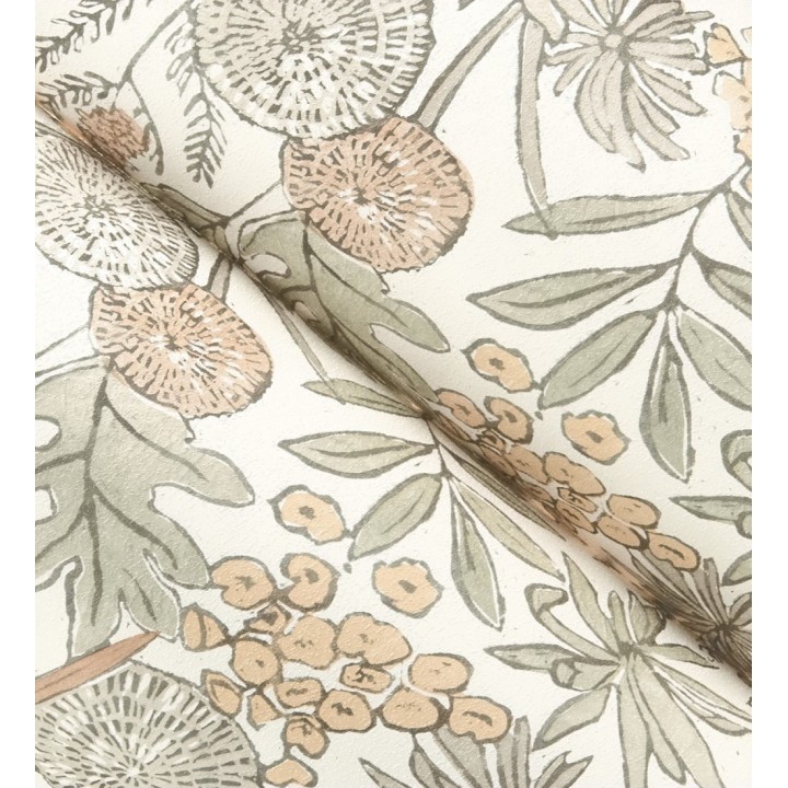 Papel pintado de flores y pájaros colores pastel estilo English country - Mila Aviary 684263