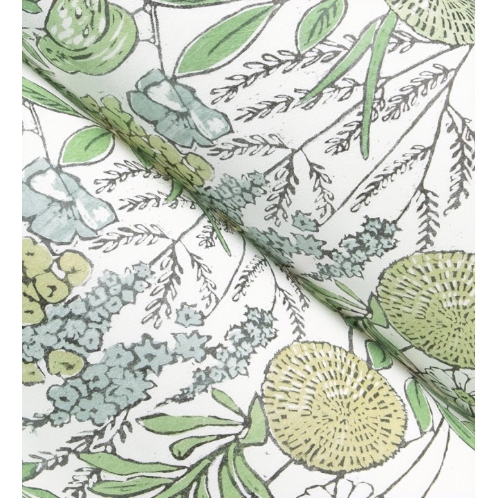 Papel pintado de flores y pájaros colores pastel estilo English country - Mila Aviary 684265