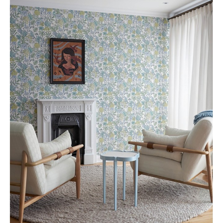 Papel pintado de flores y pájaros colores pastel estilo English country - Mila Aviary 684266