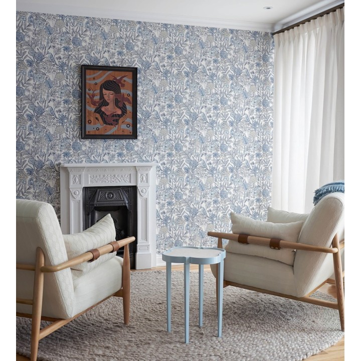 Papel pintado de flores y pájaros colores pastel estilo English country - Mila Aviary 684267