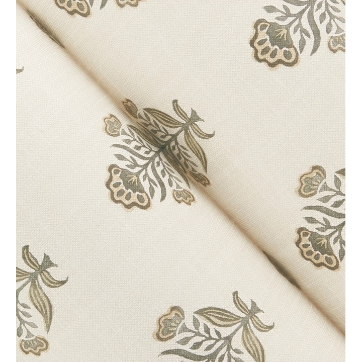 Papel pintado patrón con flores ocres fondo lino texturizado - Hawthorne Sprig 684269