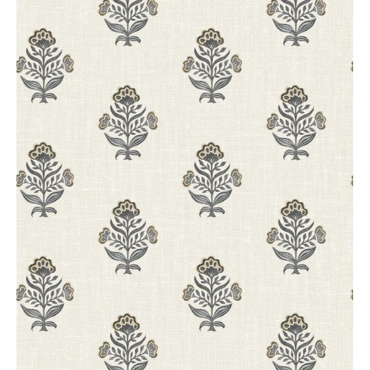 Papel pintado patrón con flores beige fondo lino texturizado - Hawthorne Sprig 684271