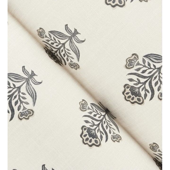 Papel pintado patrón con flores beige fondo lino texturizado - Hawthorne Sprig 684271