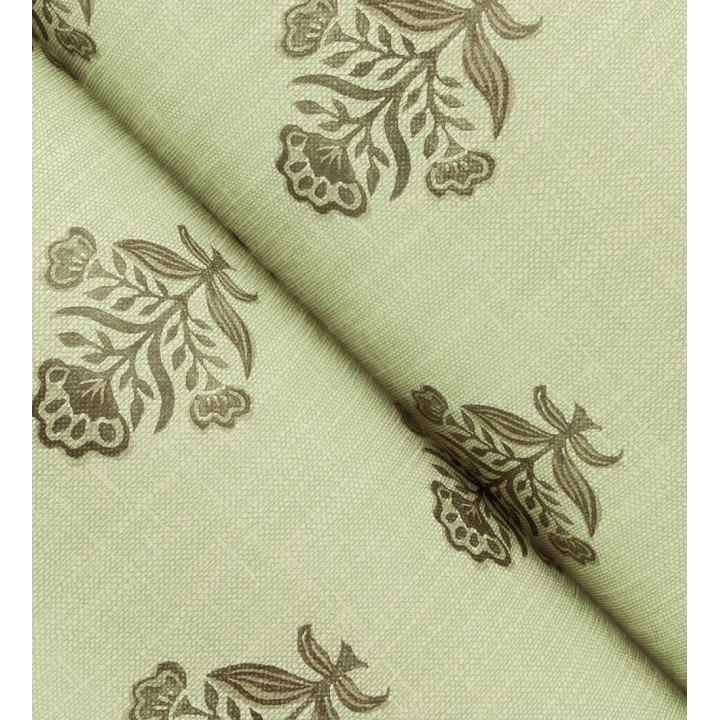 Papel pintado patrón con flores verde fondo lino texturizado verde - Hawthorne Sprig 684272