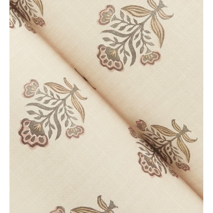 Papel pintado patrón con flores coral fondo lino texturizado - Hawthorne Sprig 684273