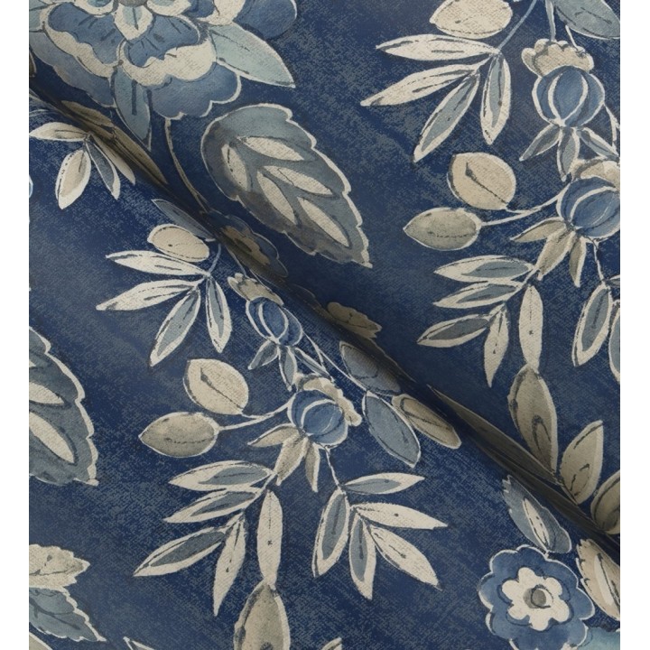 Papel pintado flores vintage de acuarela fondo azul eléctrico - Willowmere Posies 684275