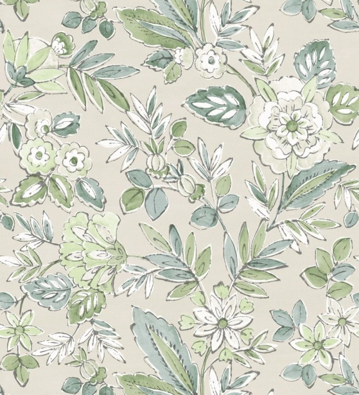 Papel pintado flores vintage de acuarela fondo beige - Willowmere Posies 684277