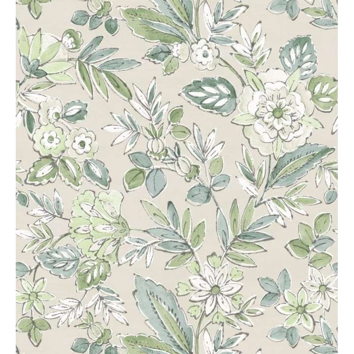 Papel pintado flores vintage de acuarela fondo beige - Willowmere Posies 684277