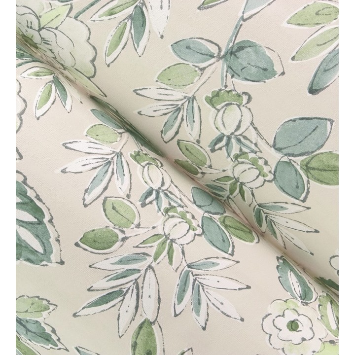 Papel pintado flores vintage de acuarela fondo beige - Willowmere Posies 684277