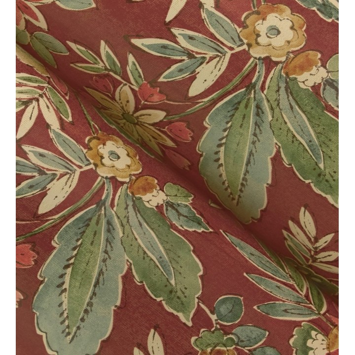 Papel pintado flores vintage de acuarela fondo terracota - Willowmere Posies 684278