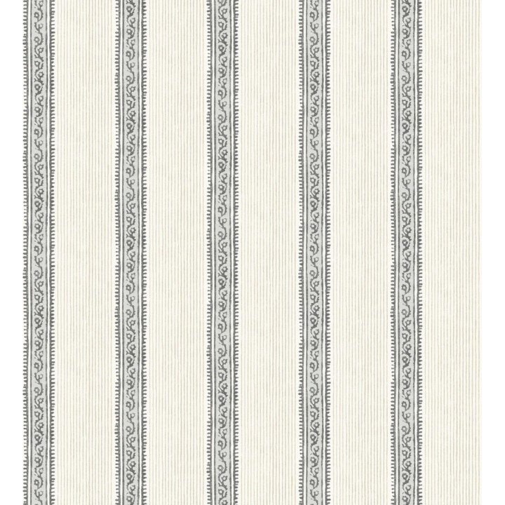 Papel pintado texturizado de rayas elegantes con grecas grises - Tisbury Pinstripe 684279