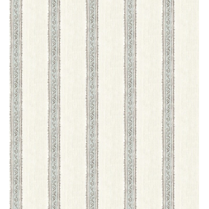 Papel pintado texturizado de rayas elegantes con grecas cian - Tisbury Pinstripe 684280