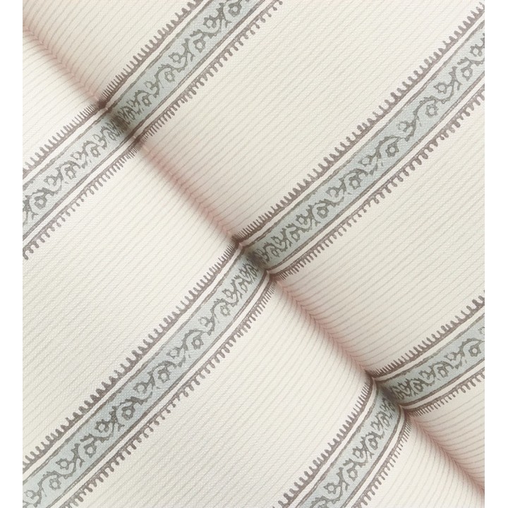 Papel pintado texturizado de rayas elegantes con grecas cian - Tisbury Pinstripe 684280