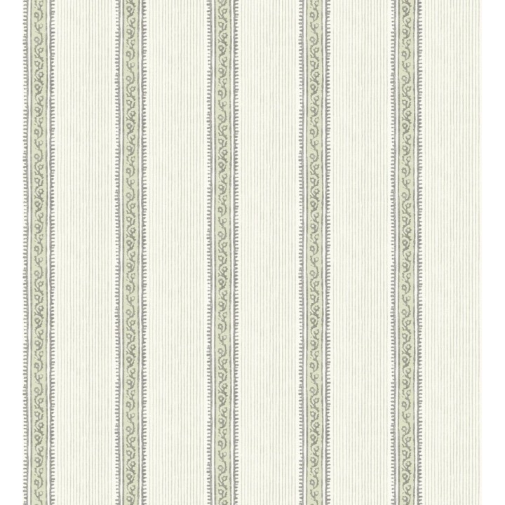 Papel pintado texturizado de rayas elegantes con grecas verde - Tisbury Pinstripe 684282